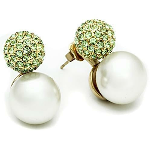 GL264 - IP Gold(Ion Plating) Brass Earrings with Synthetic Pearl in