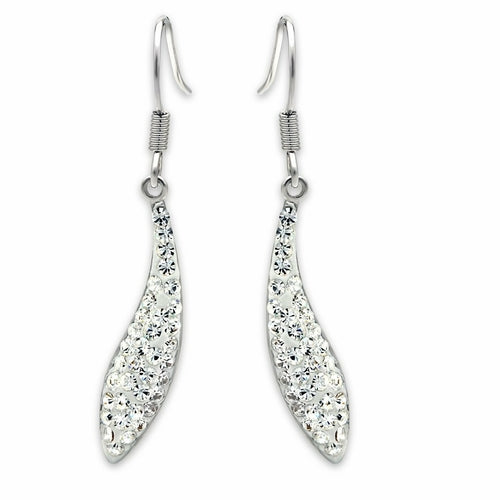 LO2041 - Rhodium Brass Earrings with Top Grade Crystal in Clear