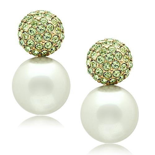 GL264 - IP Gold(Ion Plating) Brass Earrings with Synthetic Pearl in