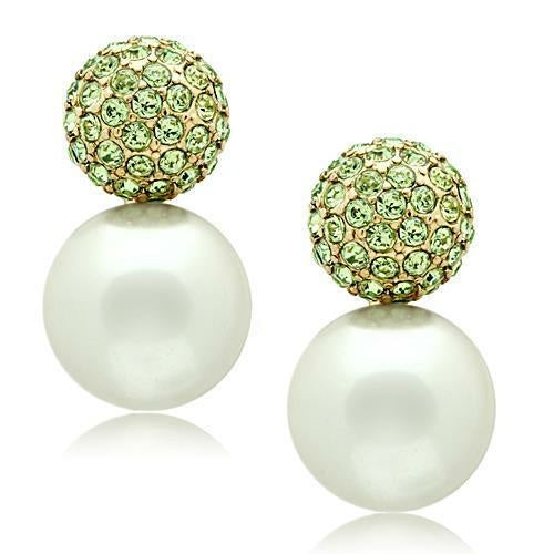 GL264 - IP Gold(Ion Plating) Brass Earrings with Synthetic Pearl in